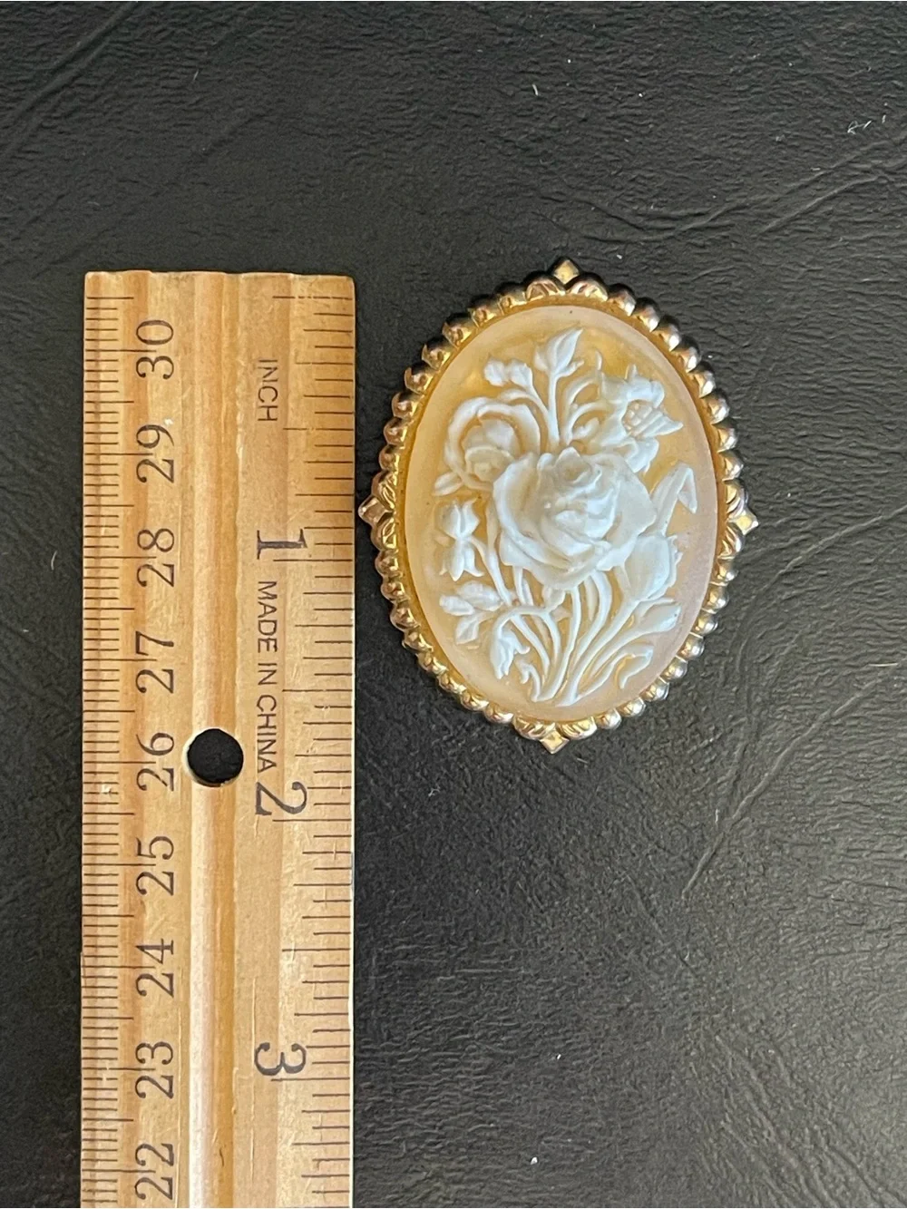 Vintage Floral Cameo scarf clip brooch.